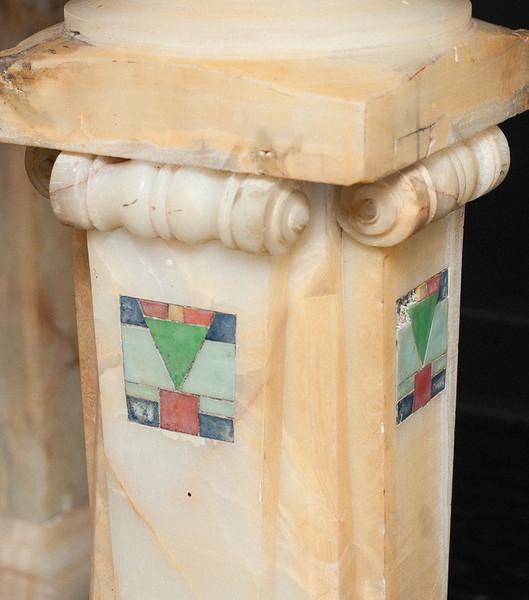 Pair of Spectacular Carved Onyx Pedestal Planters